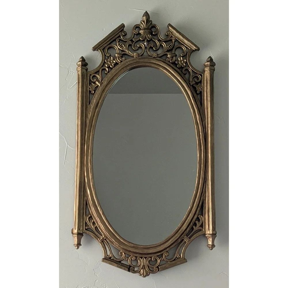 Vintage Syroco Gilted Mirror #5112 Hollywood Regency 1965 Scrolls & Floral Motif